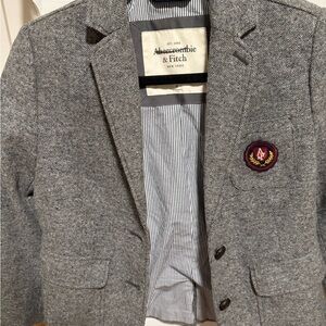 Abercrombie & Fitch Heather Gray Blazer with Emblem